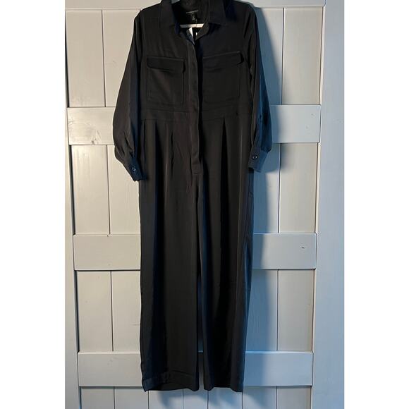 Banana Republic Women's Black Long Sleeve Jumpsuit Size 12 Petite NEW - Picture 2 of 9